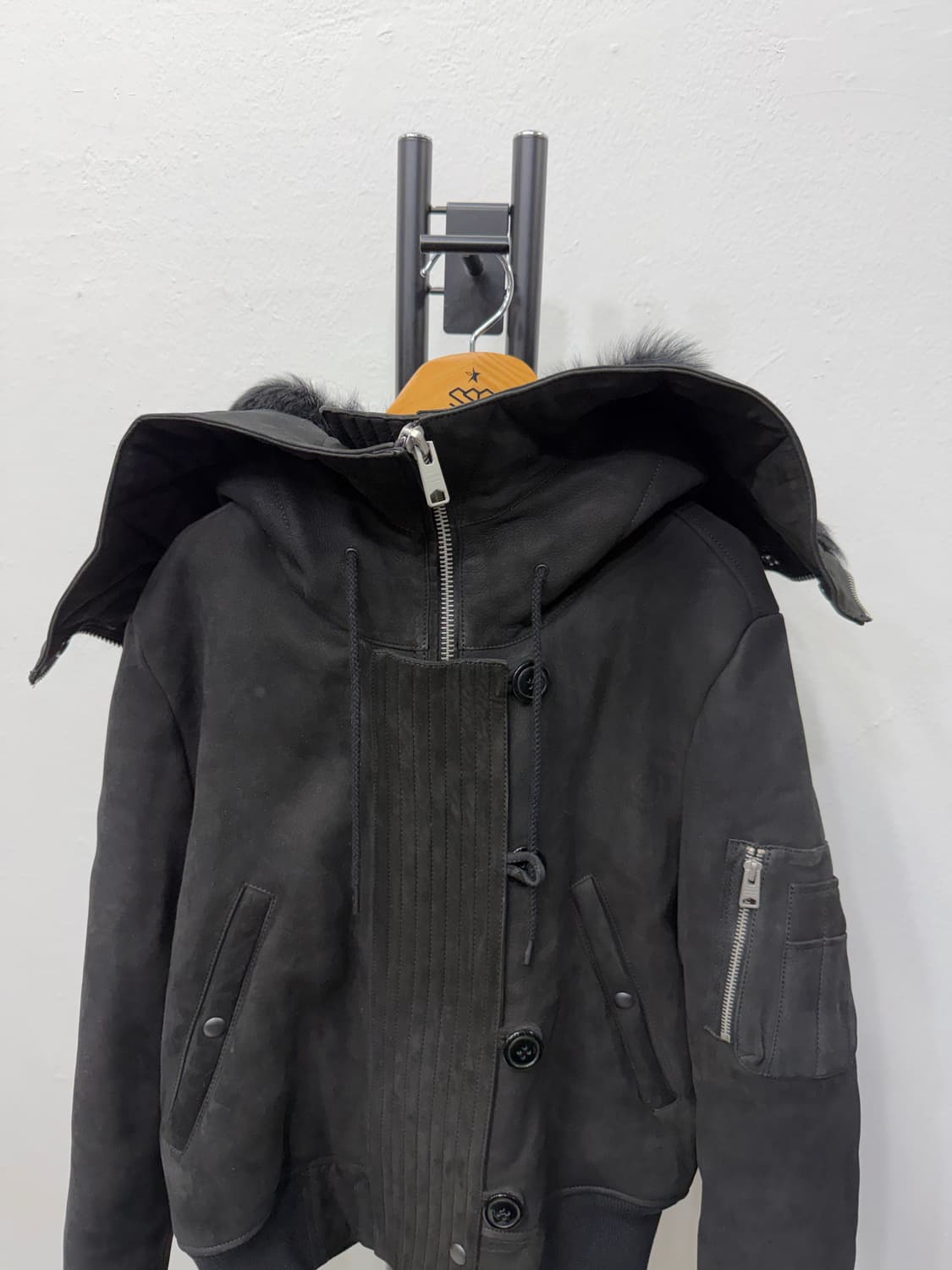 정품) 올세인츠 여성 레더 퍼 가죽자켓 봄버 스타일 S 상품이미지4