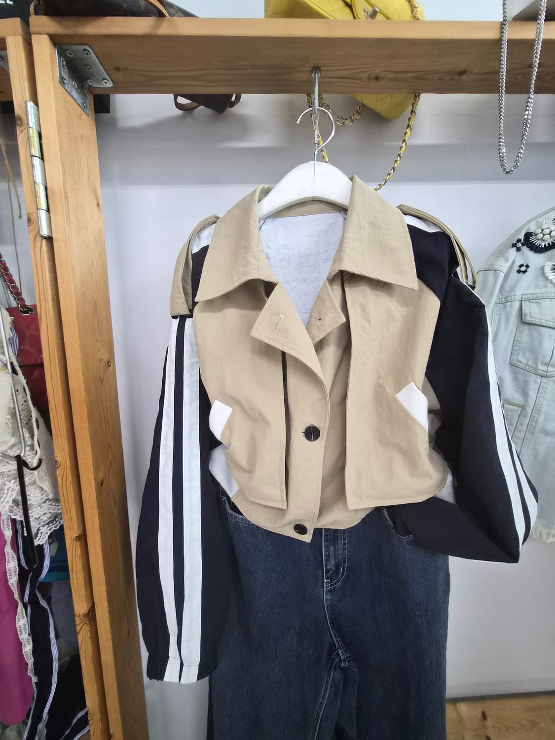 레터링 트렌치점퍼.디자이너 와이드데님 상품이미지2