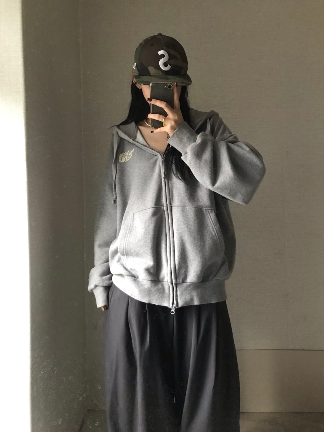 노페 그레이 오버핏 후드집업 상품이미지5