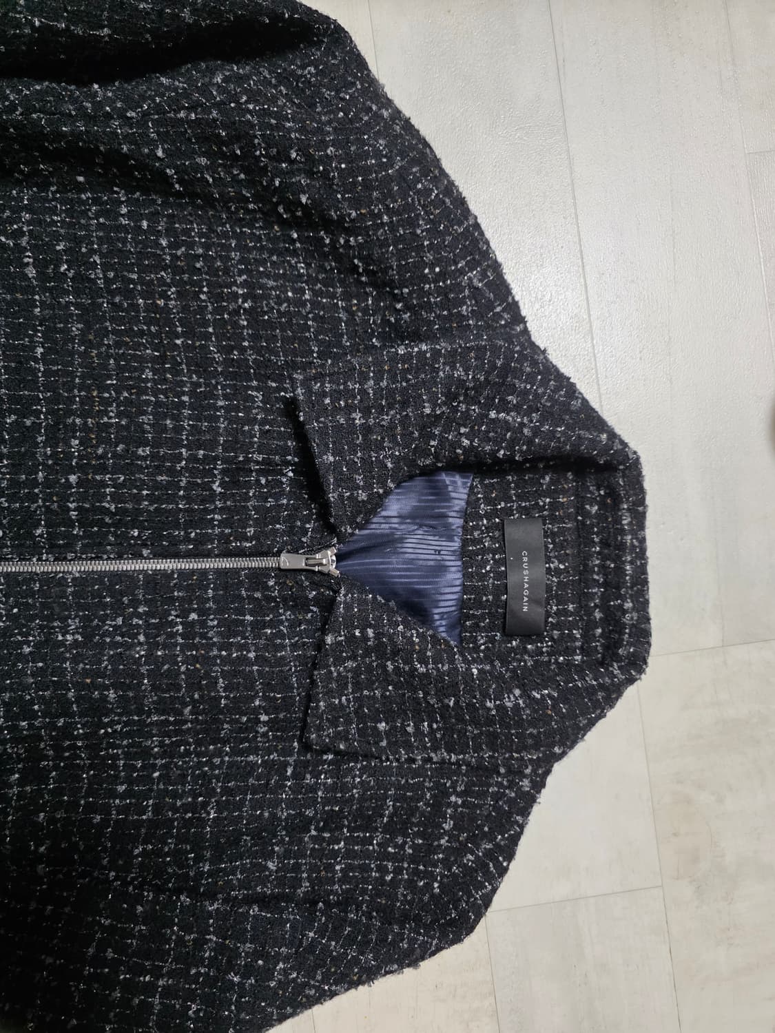 크러쉬어게인 블랙 트위드 블루종 L 상품이미지2