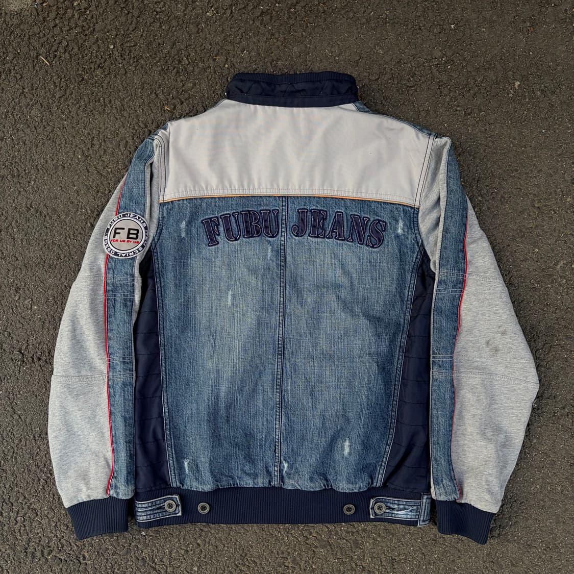 00s 후부 올드스쿨 데님 레이싱 트러커 자켓 L 상품이미지3