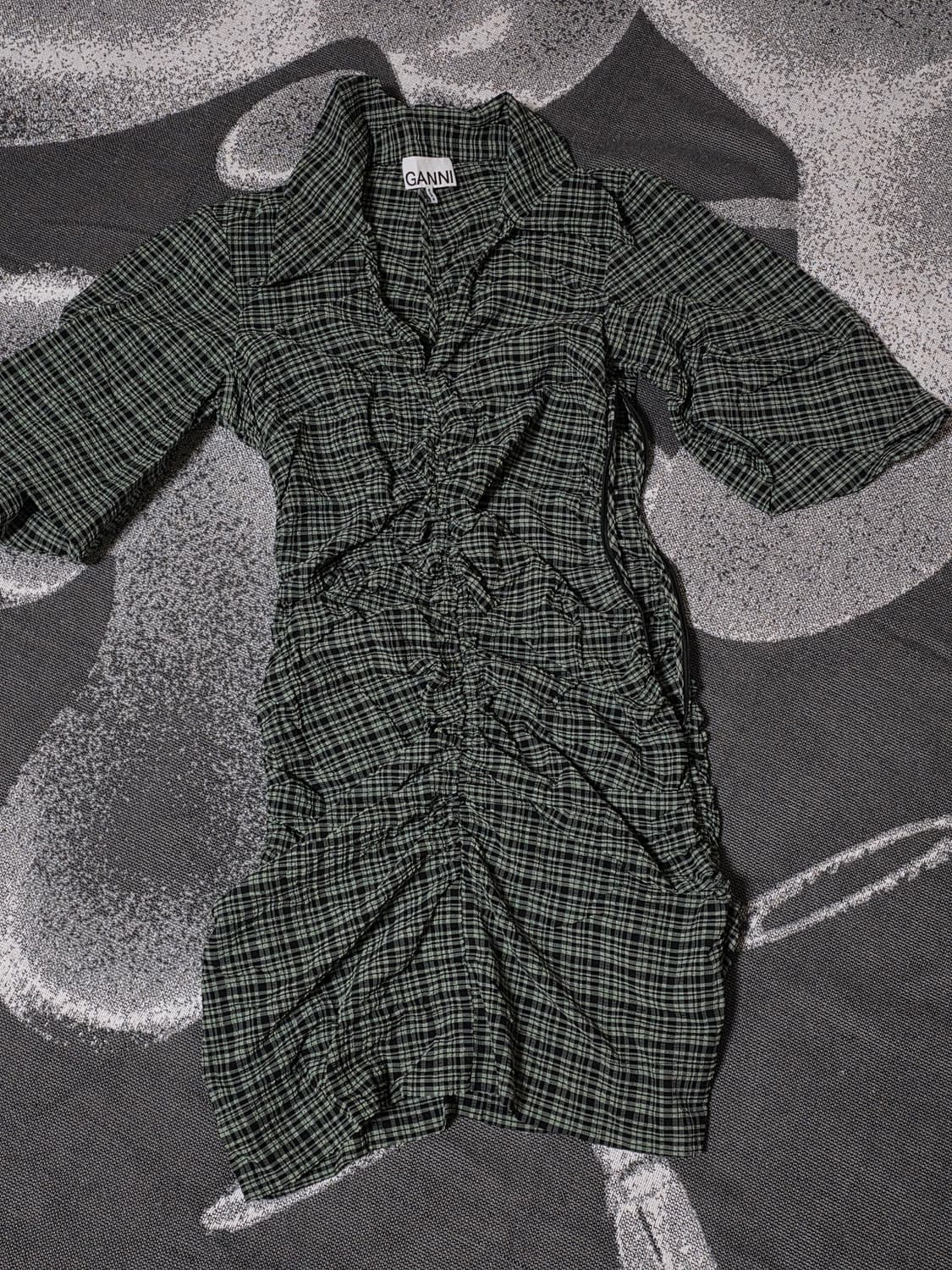 GANNI 가니 체크 셔링 미니 원피스 상품이미지5