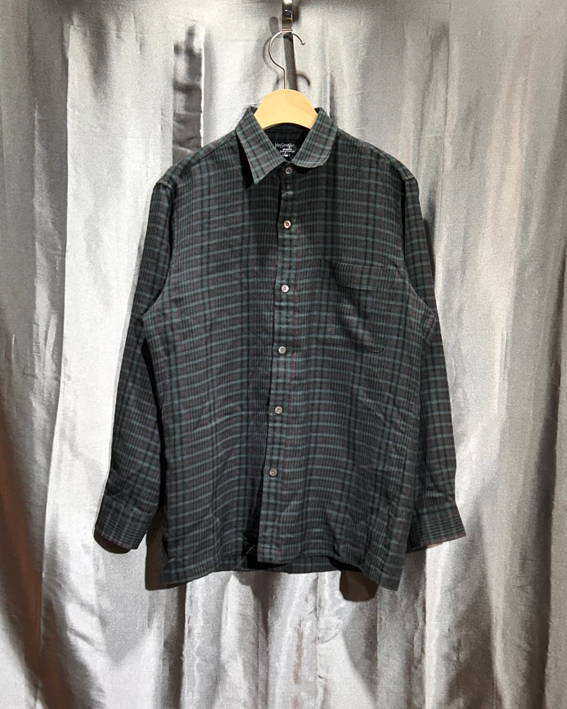 M YSL 입생로랑 딥그린 체크셔츠 상품이미지2