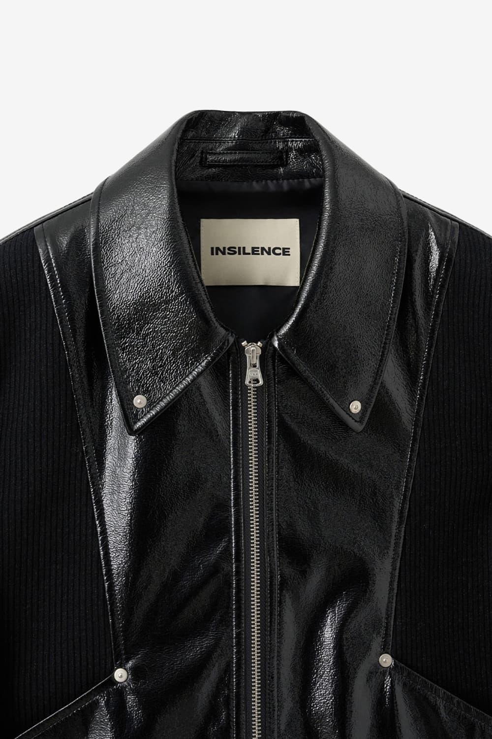 인사일런스 패널드 비건 레더 점퍼 BLACK 상품이미지3