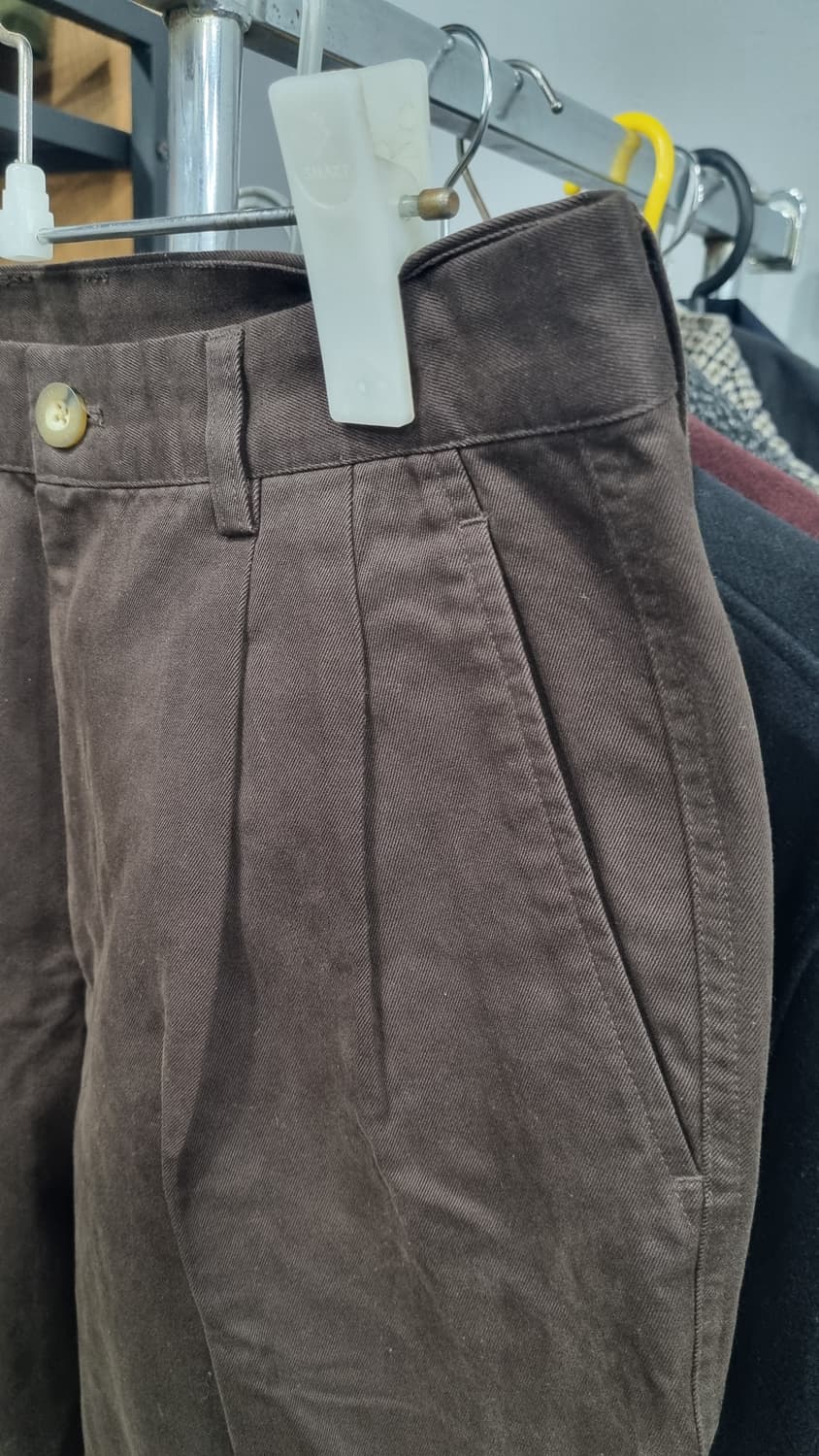 bean pole) 레트로 밤색 투턱 면바지 허리단면40(31)기장102 상품이미지2
