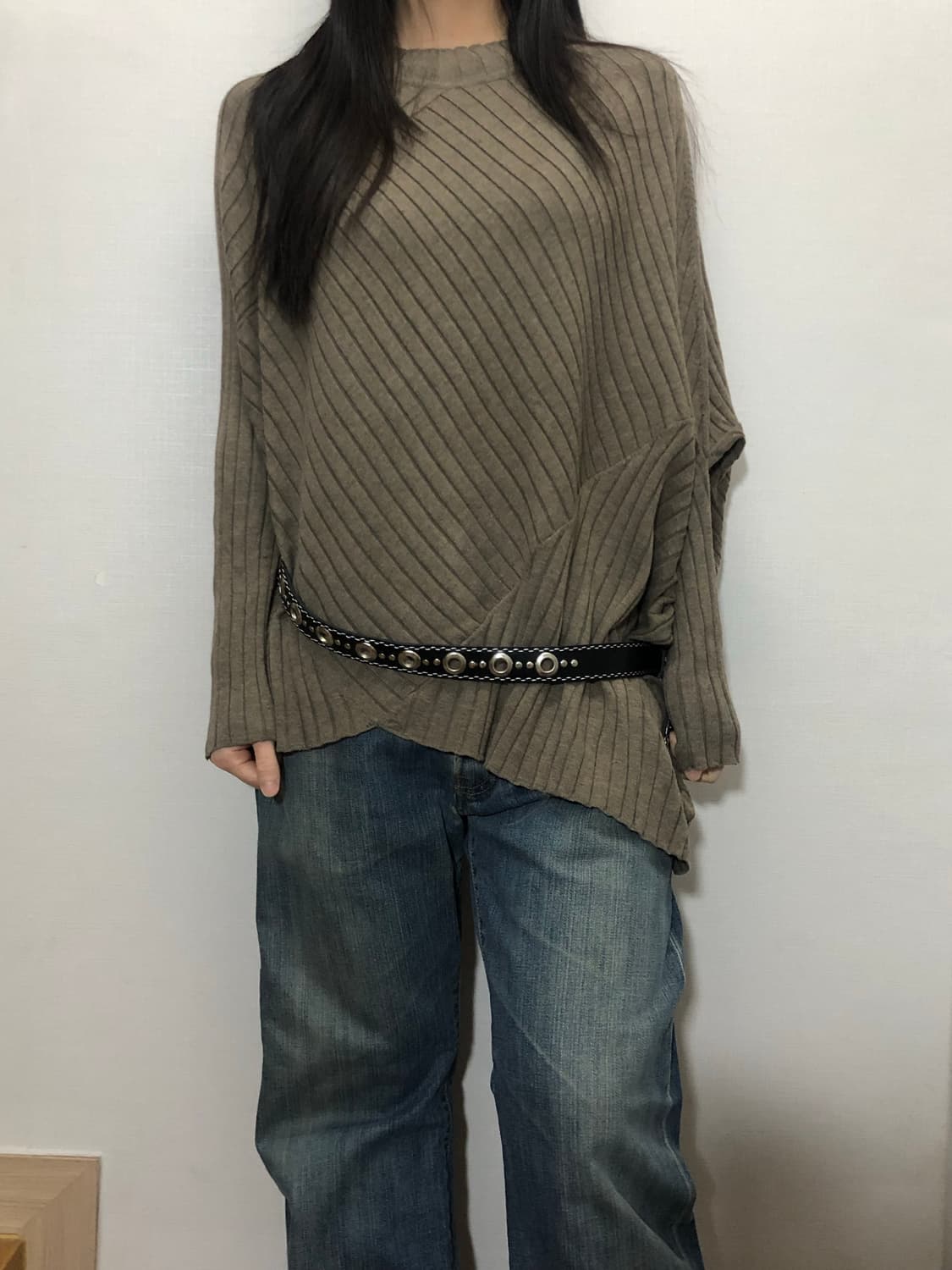 빈티지 브라운 스트라이프 패턴 니트 상품이미지6