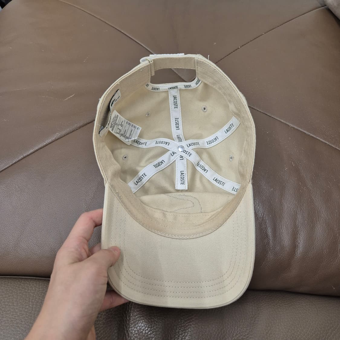 LACOSTE / 베이지 악어 자수 볼캡 상품이미지4