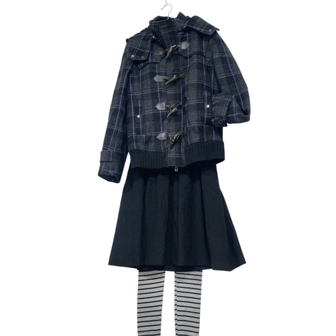 딥차콜&퍼플체크 더블 후드자켓 상품이미지8