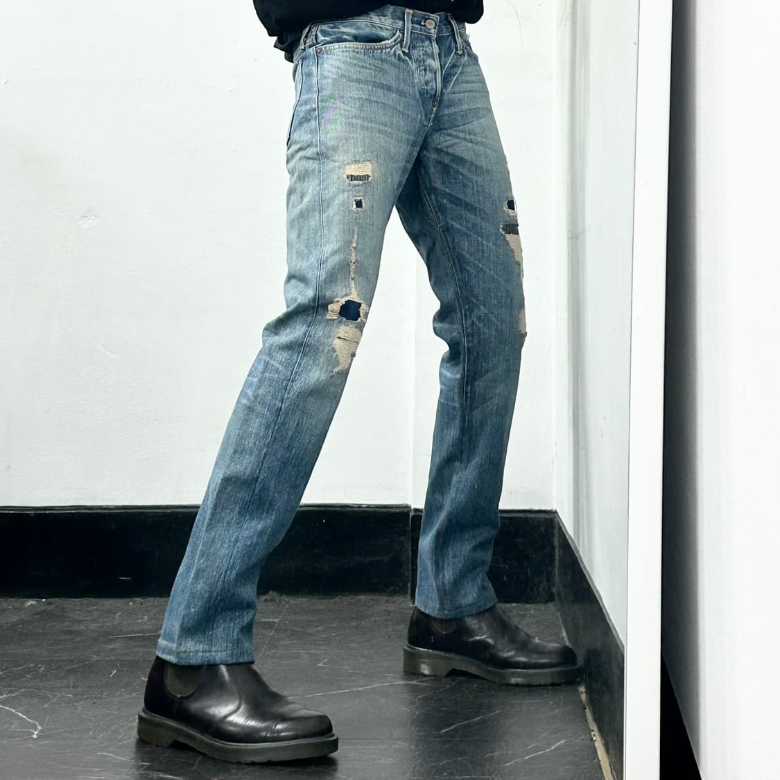 에비수 재팬 야마네 데미지 데님 팬츠 상품이미지4