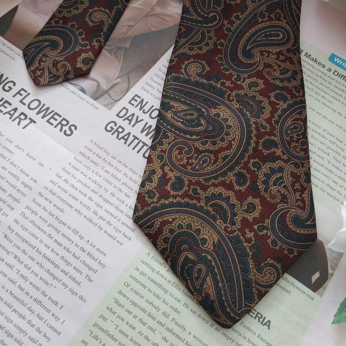 쿠펜하이머 실크 브라운 페이즐리 넥타이 9cm A+등급 K1319 상품이미지4