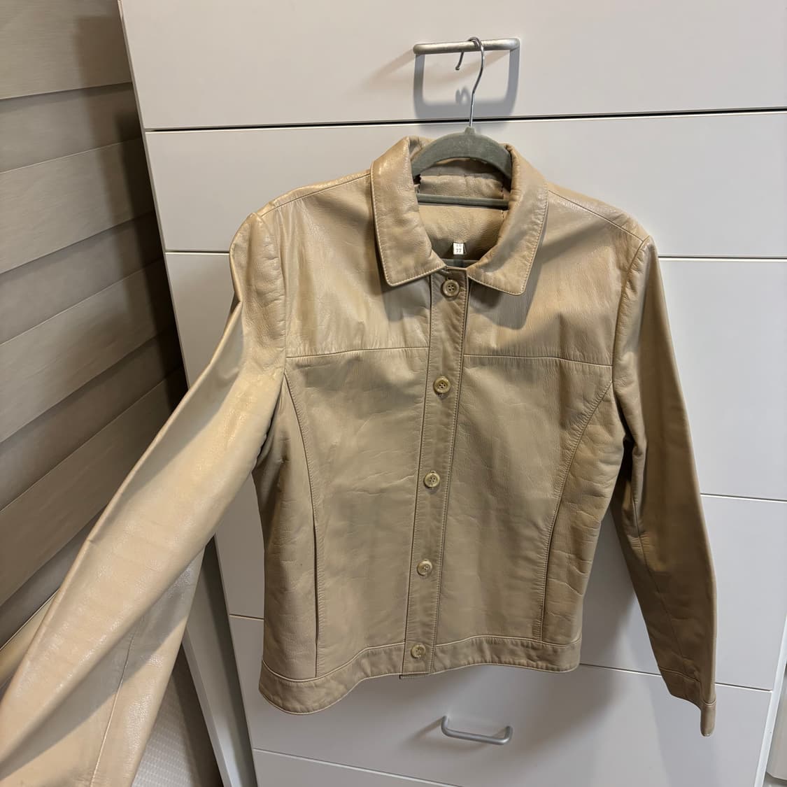 베이지 리얼 소가죽 100% 가죽자켓 레더자켓 L 상품이미지5