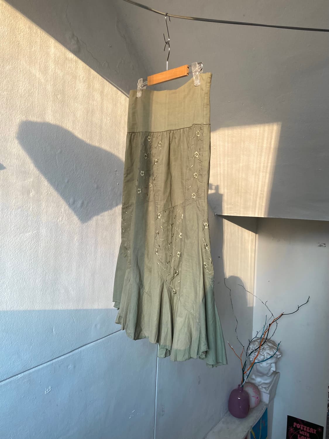 MADE IN ITALY 카키 언발 스커트 상품이미지4