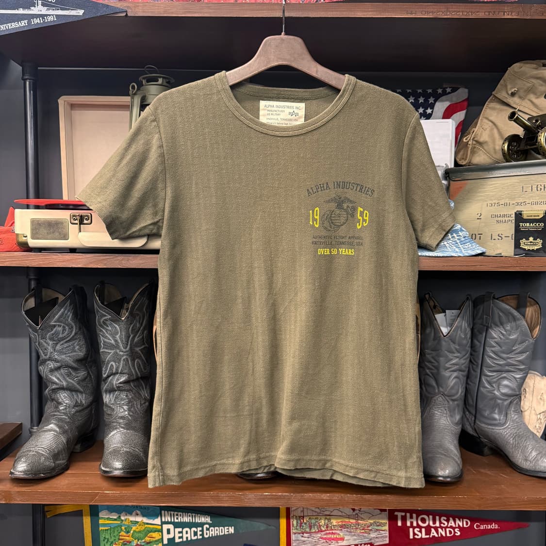 00s 알파 인더스트리 USMC 50주년 헤링본 그래픽 티셔츠 N844 상품이미지1