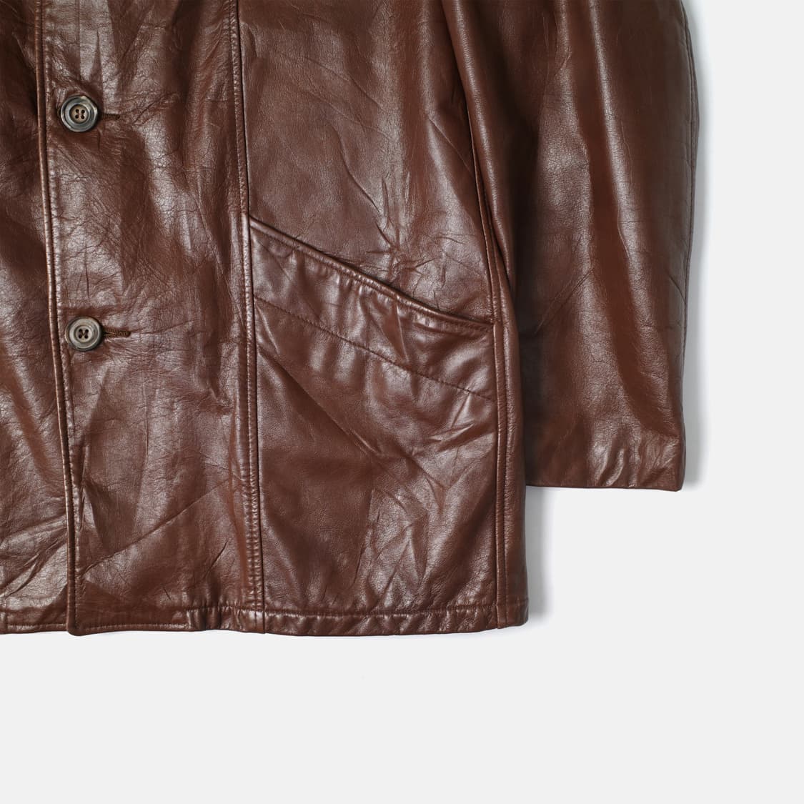 1990's Brown Leather Car Coat 상품이미지2