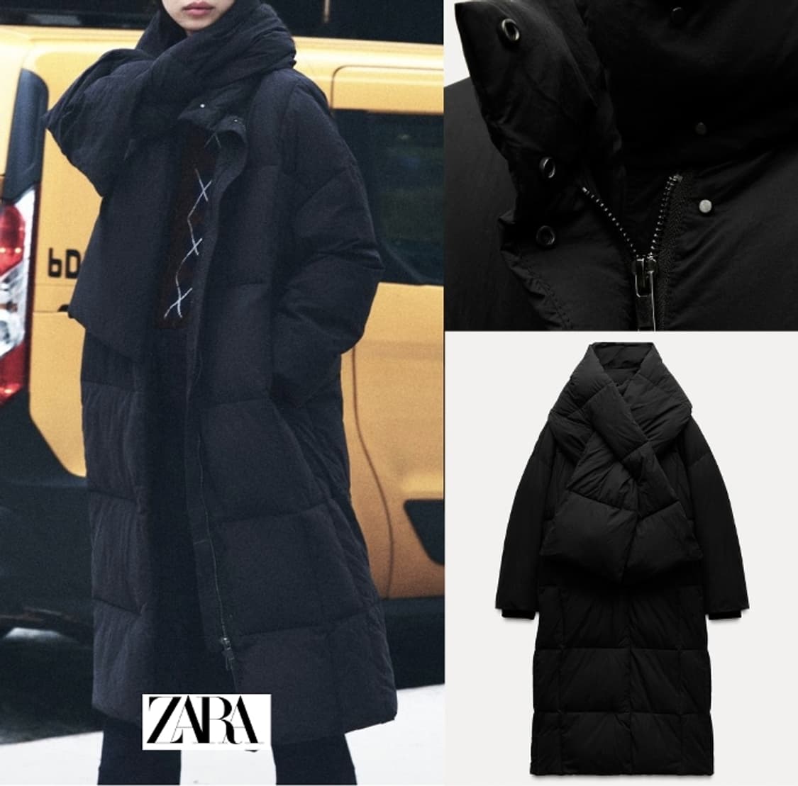 자라 워터프루프 머플러 롱패딩 상품이미지1