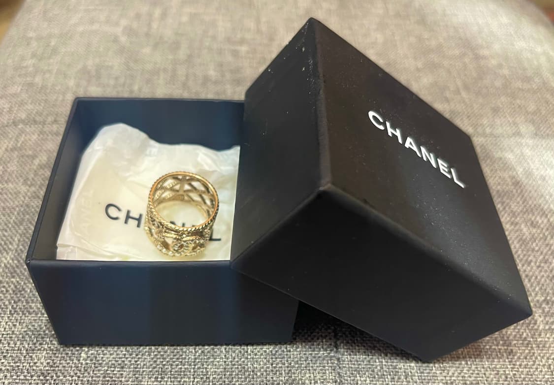 chanel 샤넬 빈티지 CC 펄 로프 메쉬 와이드 링 /54호 상품이미지1