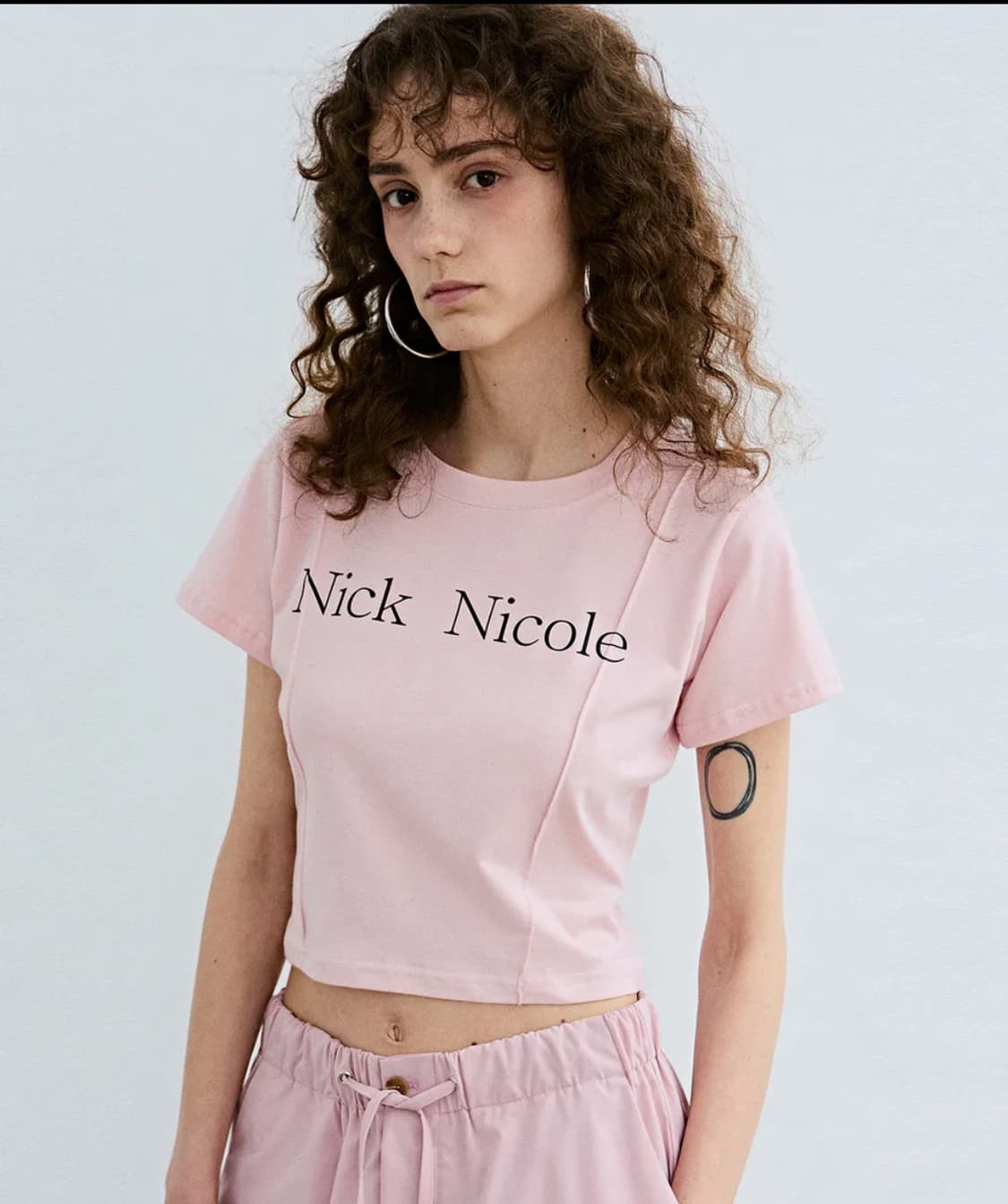 닉앤니콜 핀턱 크롭티 핑크 PINTUCK CROP TEE PINK 상품이미지1