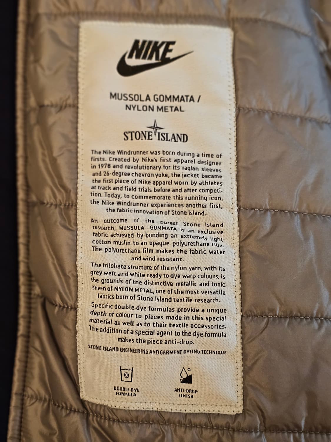 나이키 X 스톤아일랜드 무솔라고마타 나일론 메탈 후드 자켓 상품이미지8