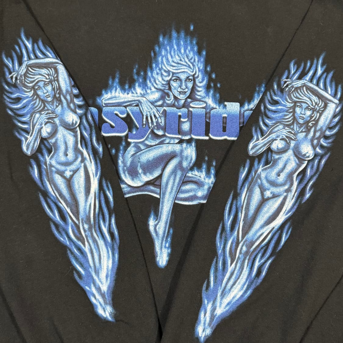 빈티지 90s Easyriders 바이커 블루 플레임 걸 롱슬리브 상품이미지4