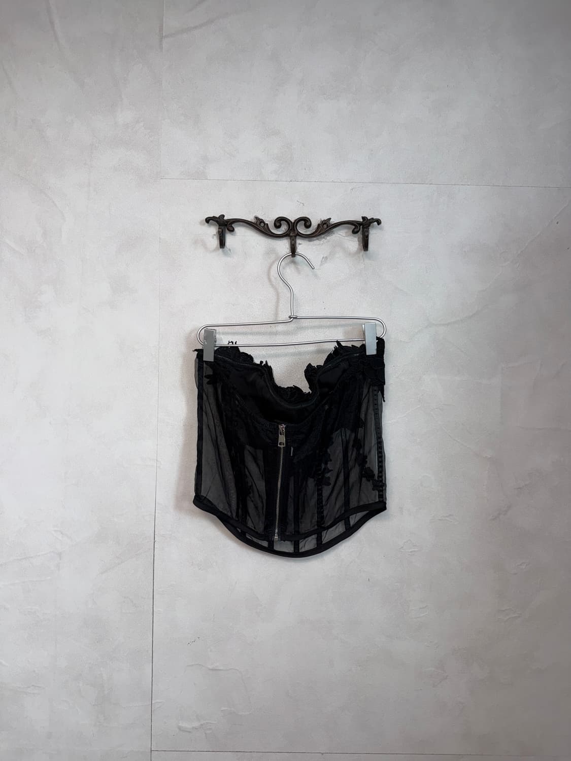 Black flower mesh organza corset 상품이미지6