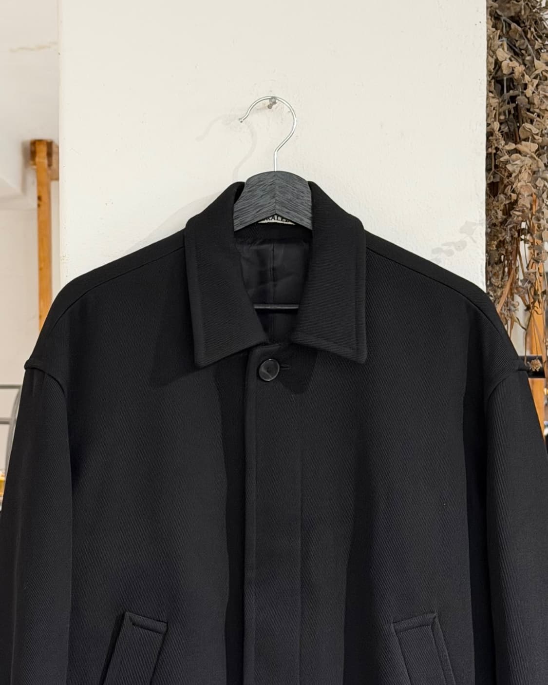 오라리 블랙 울 포켓 하프 코트 상품이미지4