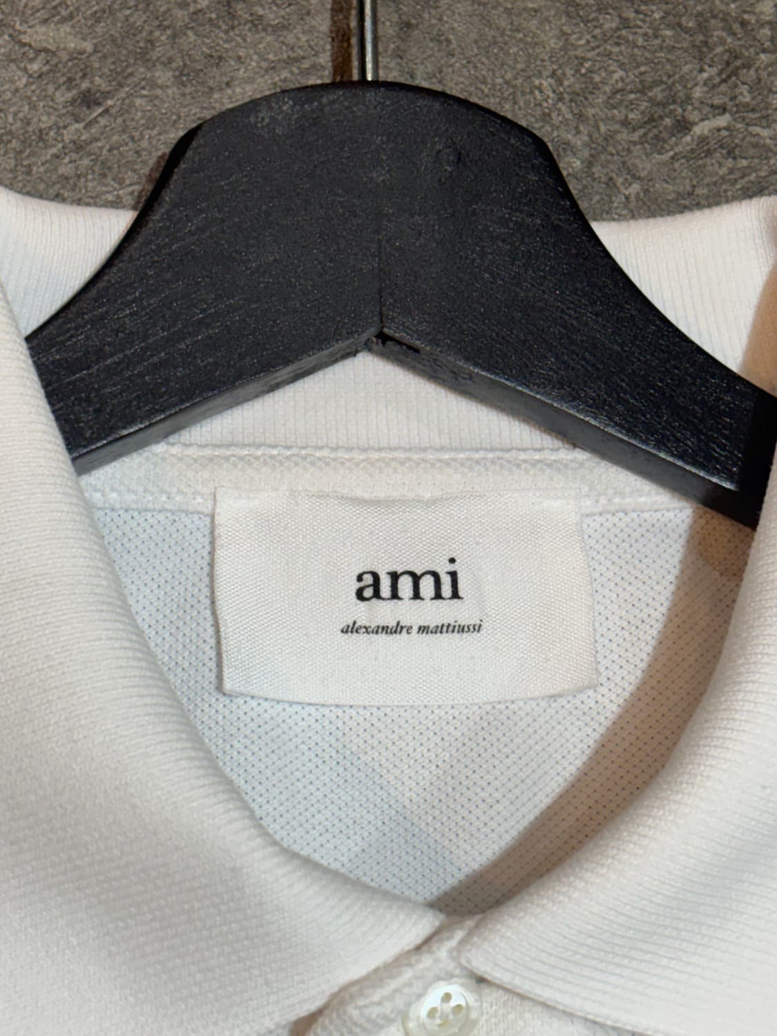 AMI 아미 반팔 카라티 티셔츠 화이트 백화점판 XL 상품이미지5