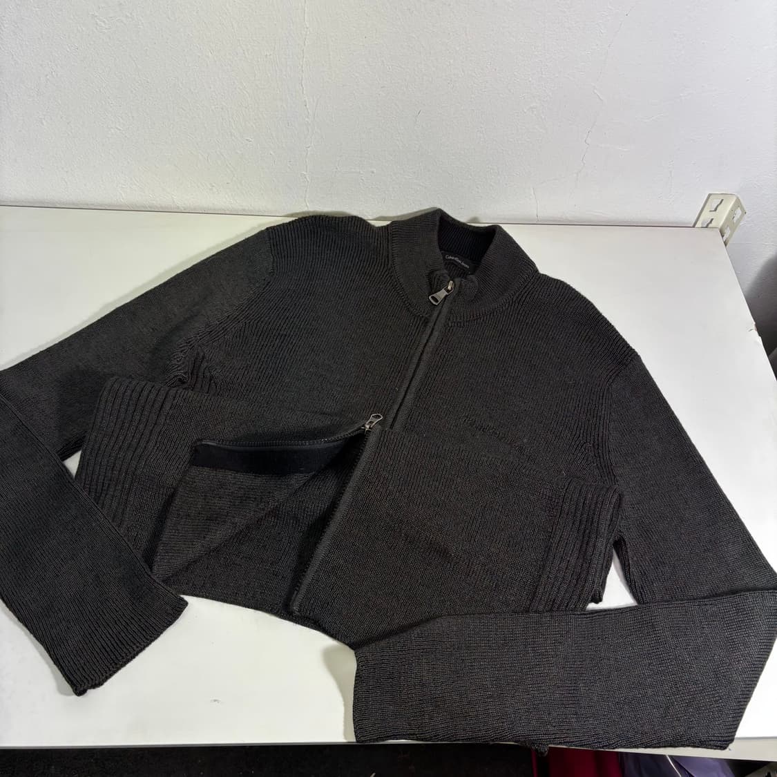 XL 캘빈클라인 CK 재팬 차콜 니트집업 상품이미지3