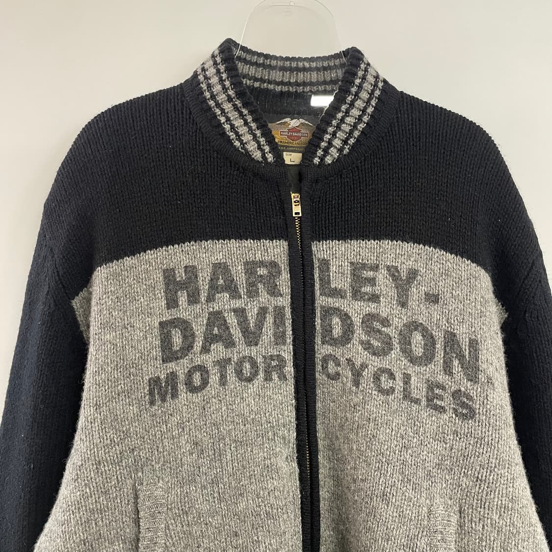 90s 할리 데이비슨 스펠아웃 울 니트점퍼 상품이미지2