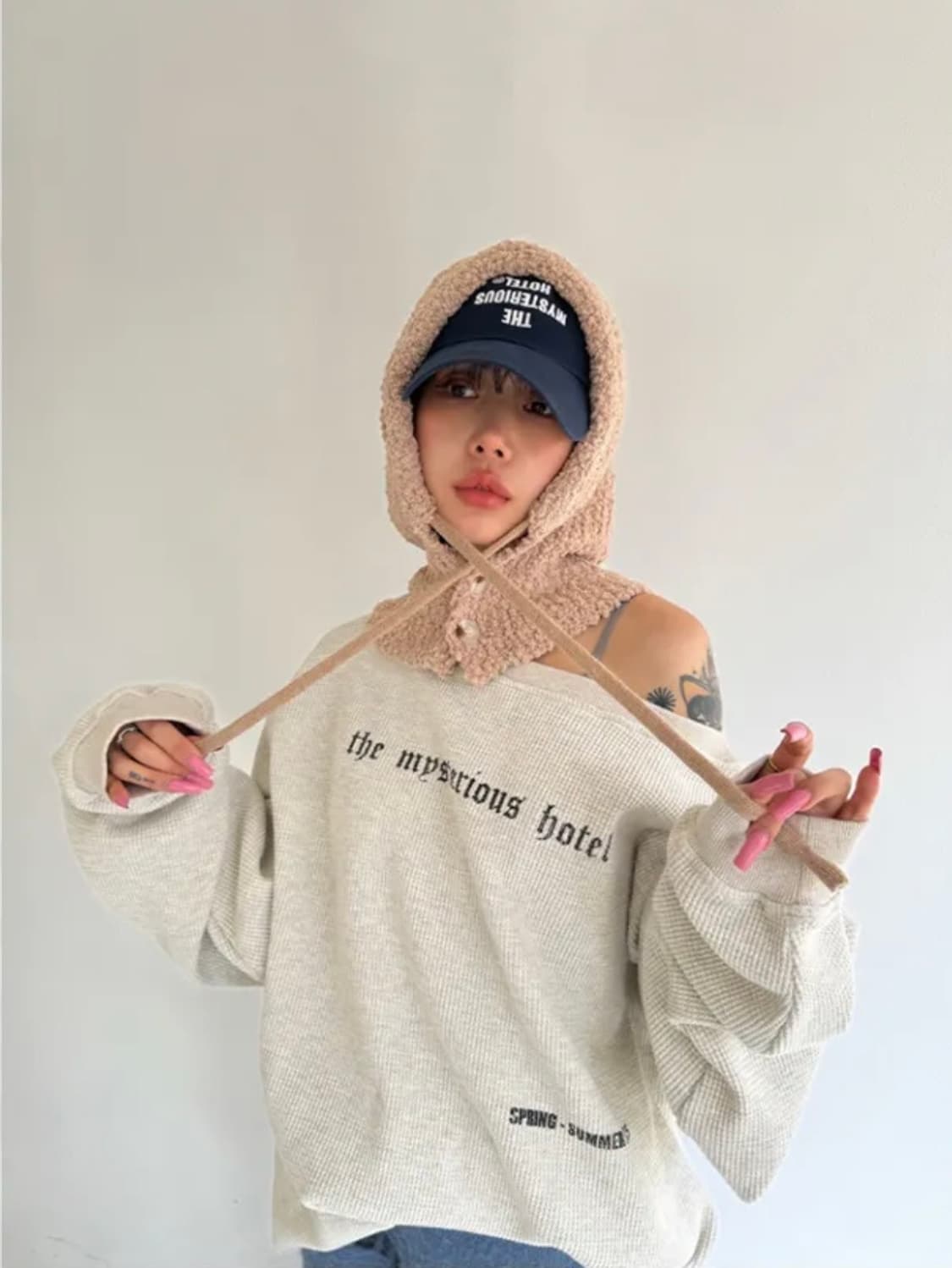 더미스테리어스호텔 부클 바라클라바 모자 상품이미지3