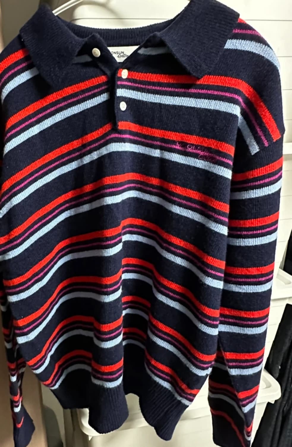 MOONSUN 스트라이프 카라 니트 M 상품이미지2