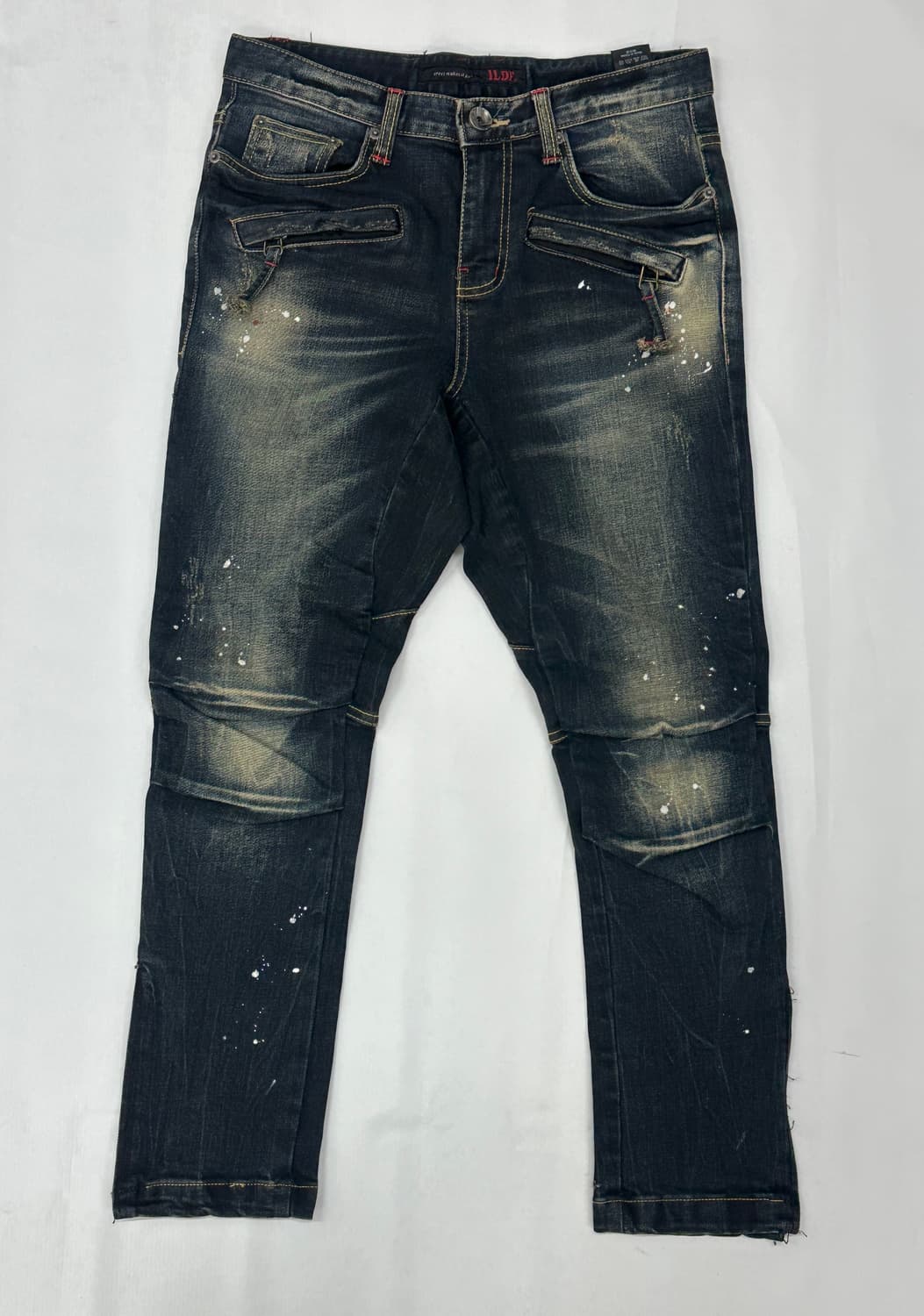 ILDF 워싱 재팬 빈티지 페인팅 일자핏 청 데님 팬츠 보헤미안 펑크 상품이미지2