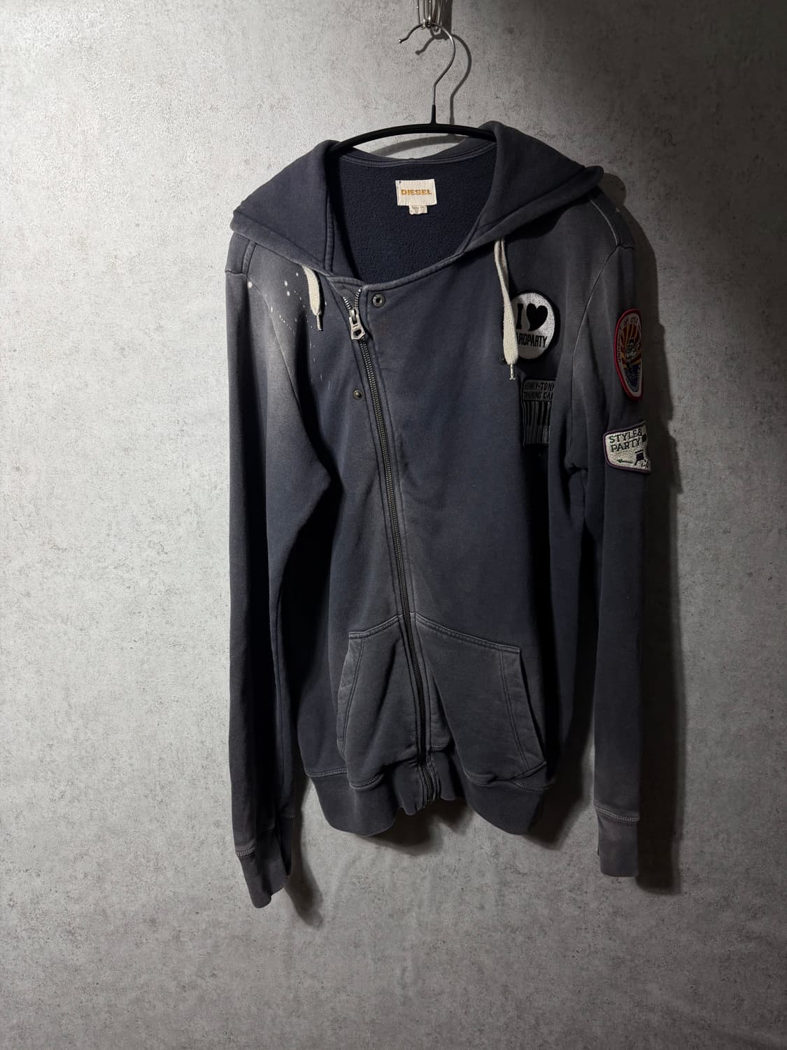 디젤 워싱 페인팅 후드집업 상품이미지2