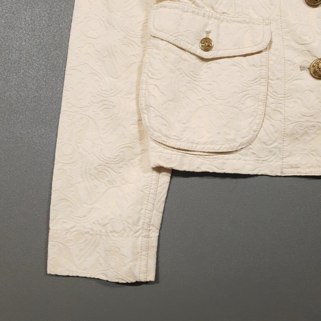 XS) 폴로 랄프로렌 진스 플로럴 자카드 포켓 코튼 버튼 자켓 크림 상품이미지3