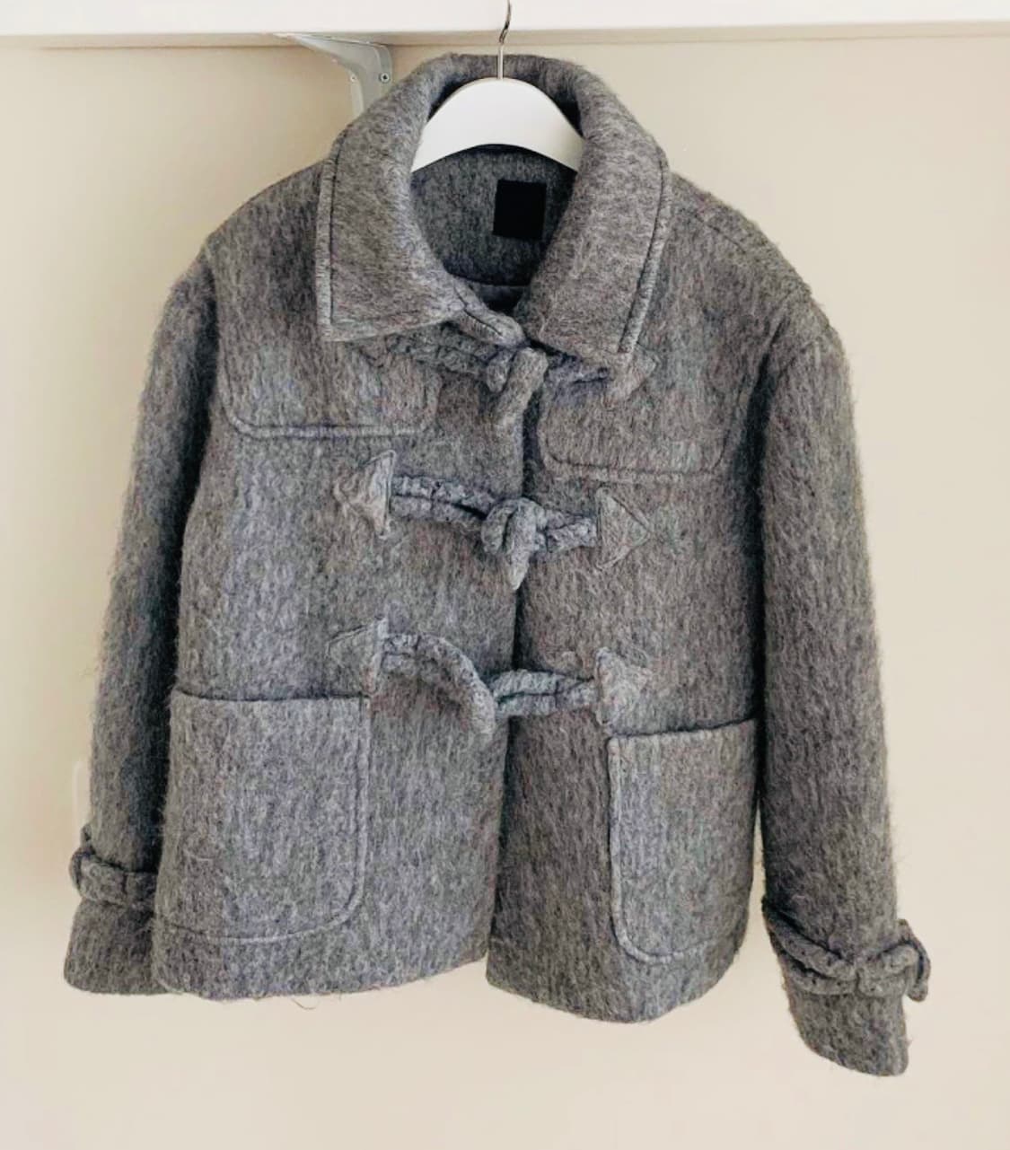 헤어리 그레이 숏 더플코트 상품이미지9