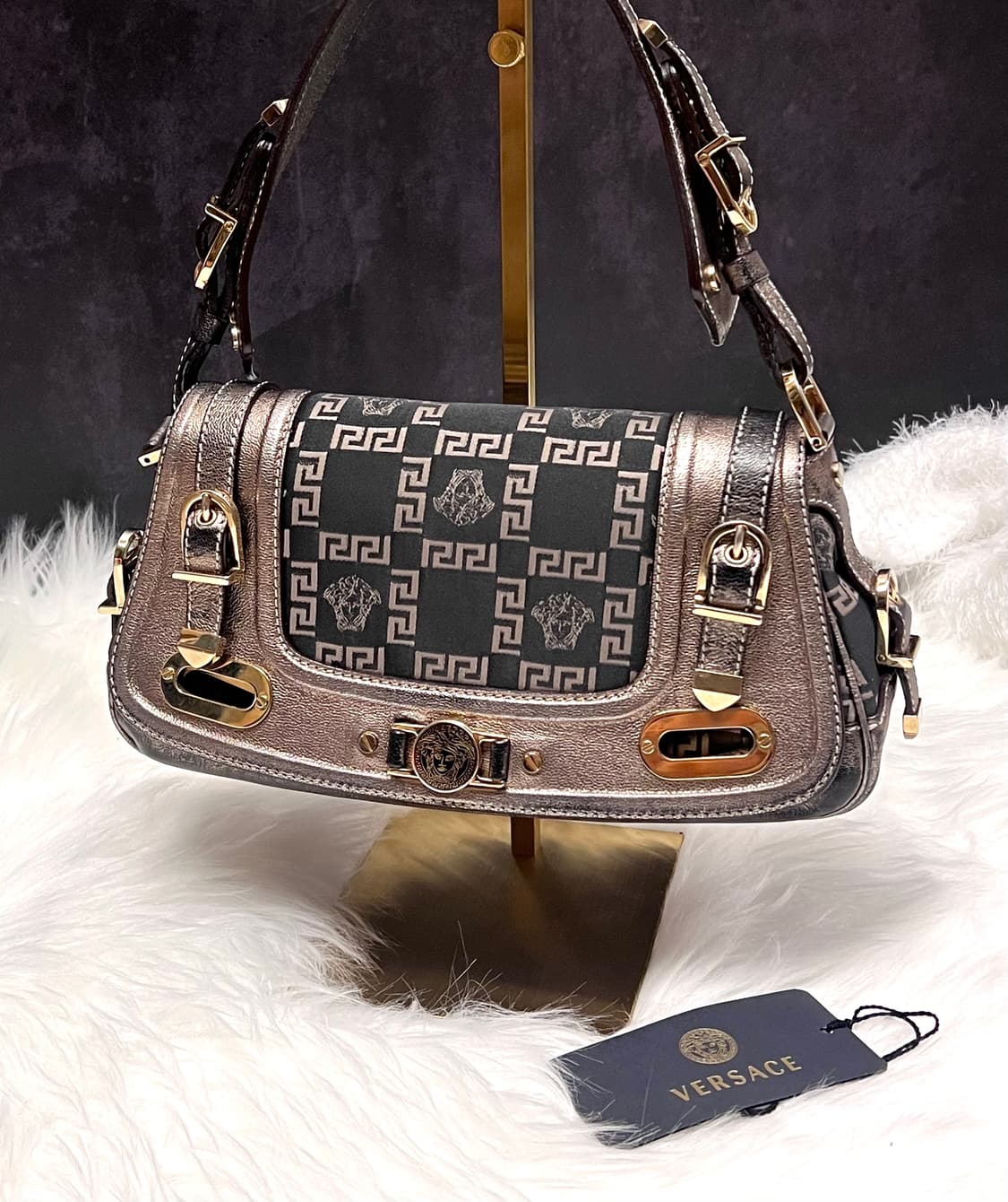 90s versace 베르사체 메두사 자카드 클래식 숄더백 핸드백 상품이미지2