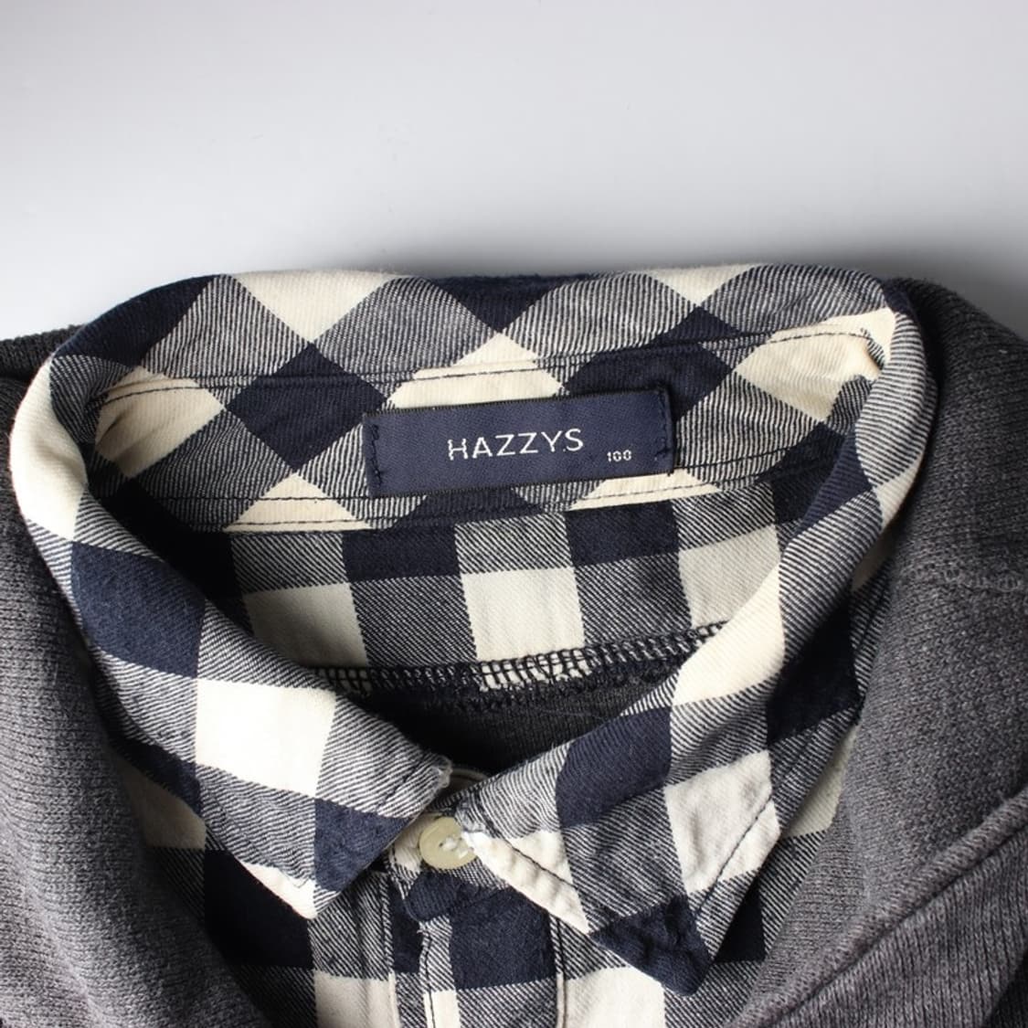 HAZZYS 차콜 셔츠 레이어드 니트 스웨터 L 상품이미지5