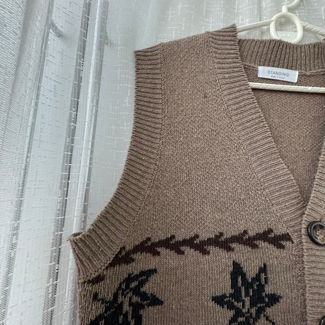 예쁜 브라운 빈티지 스타일 니트 조끼 프리 상품이미지4