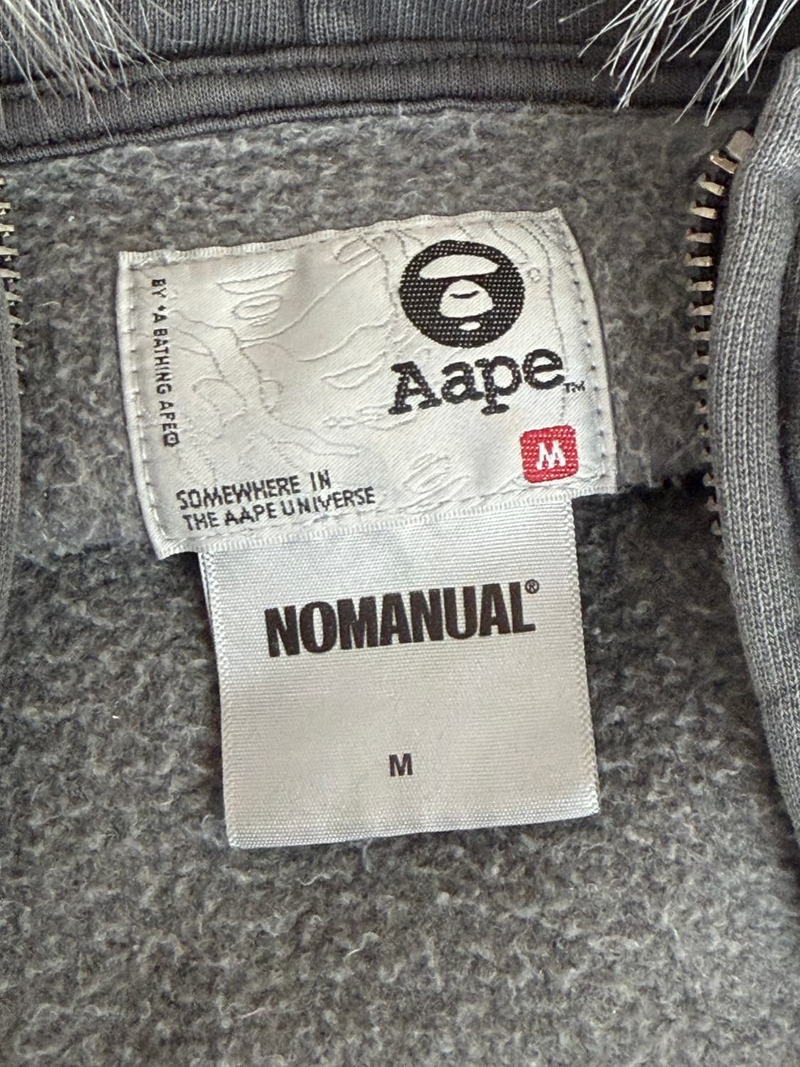 nomanual x aape 차콜 후드집업 M 상품이미지5