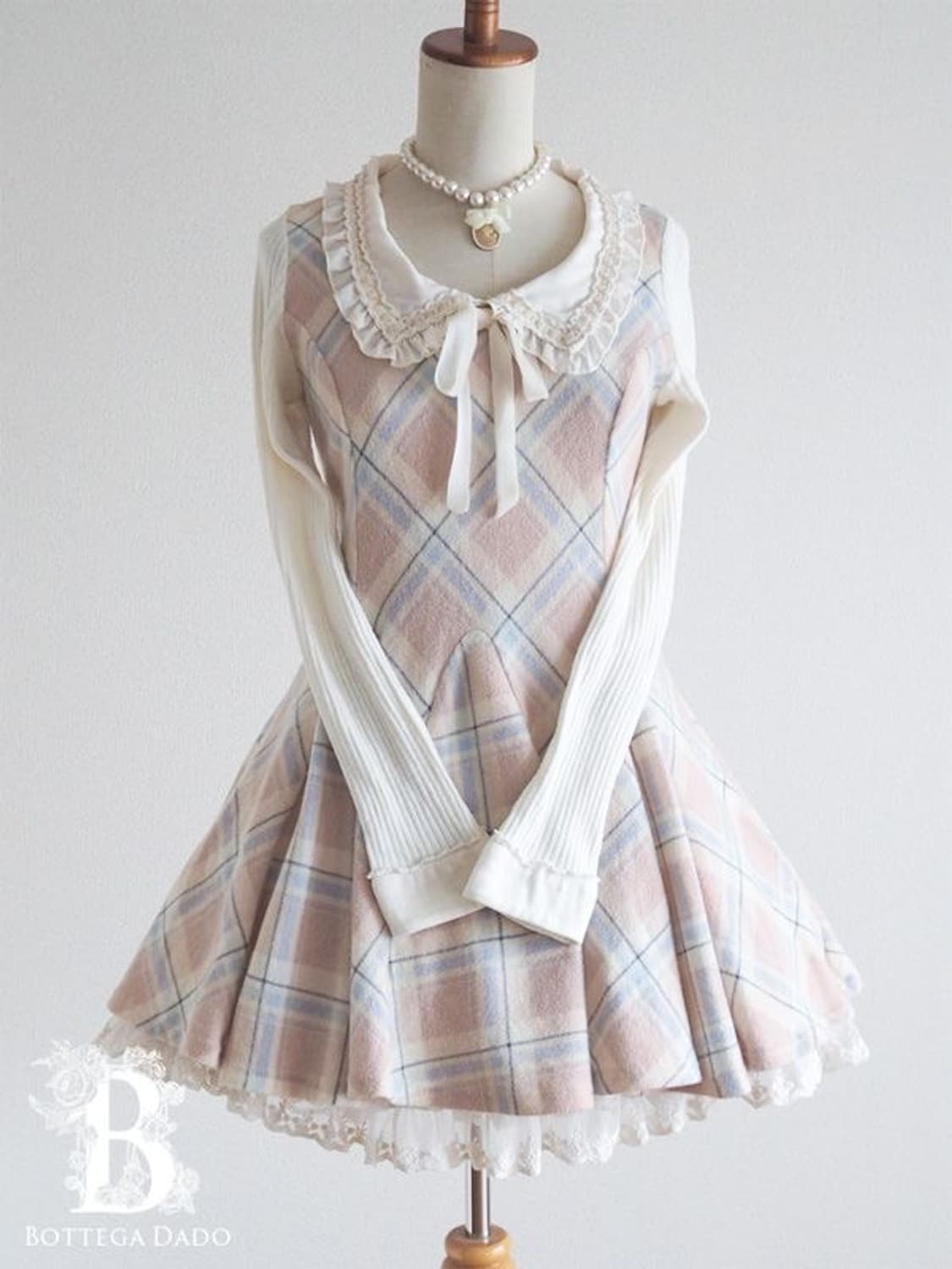 리즈리사 라떼갸루 히메갸루 체크 리본 미니원피스 상품이미지2