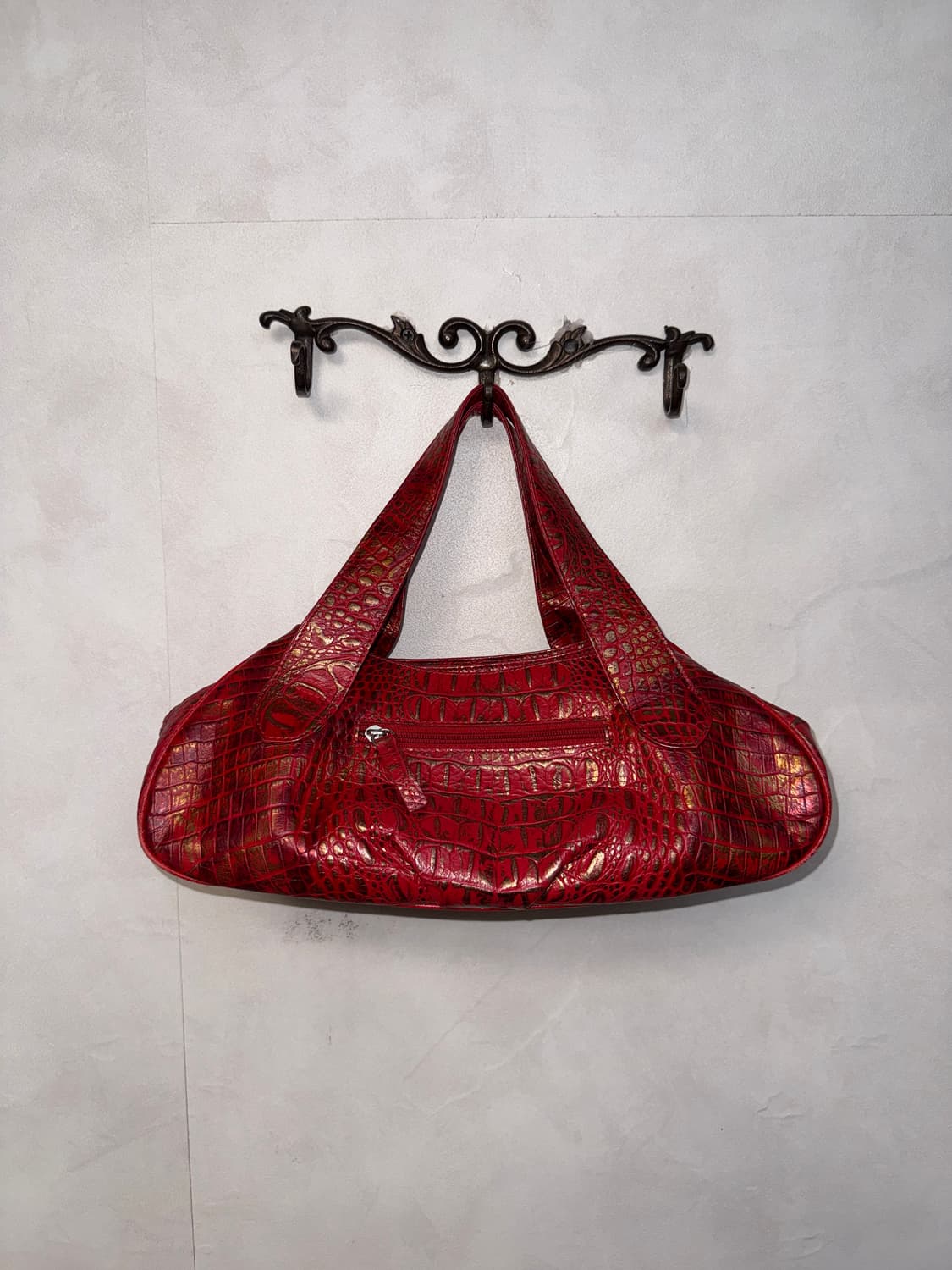 Metallic red gold python shoulder bag 상품이미지4