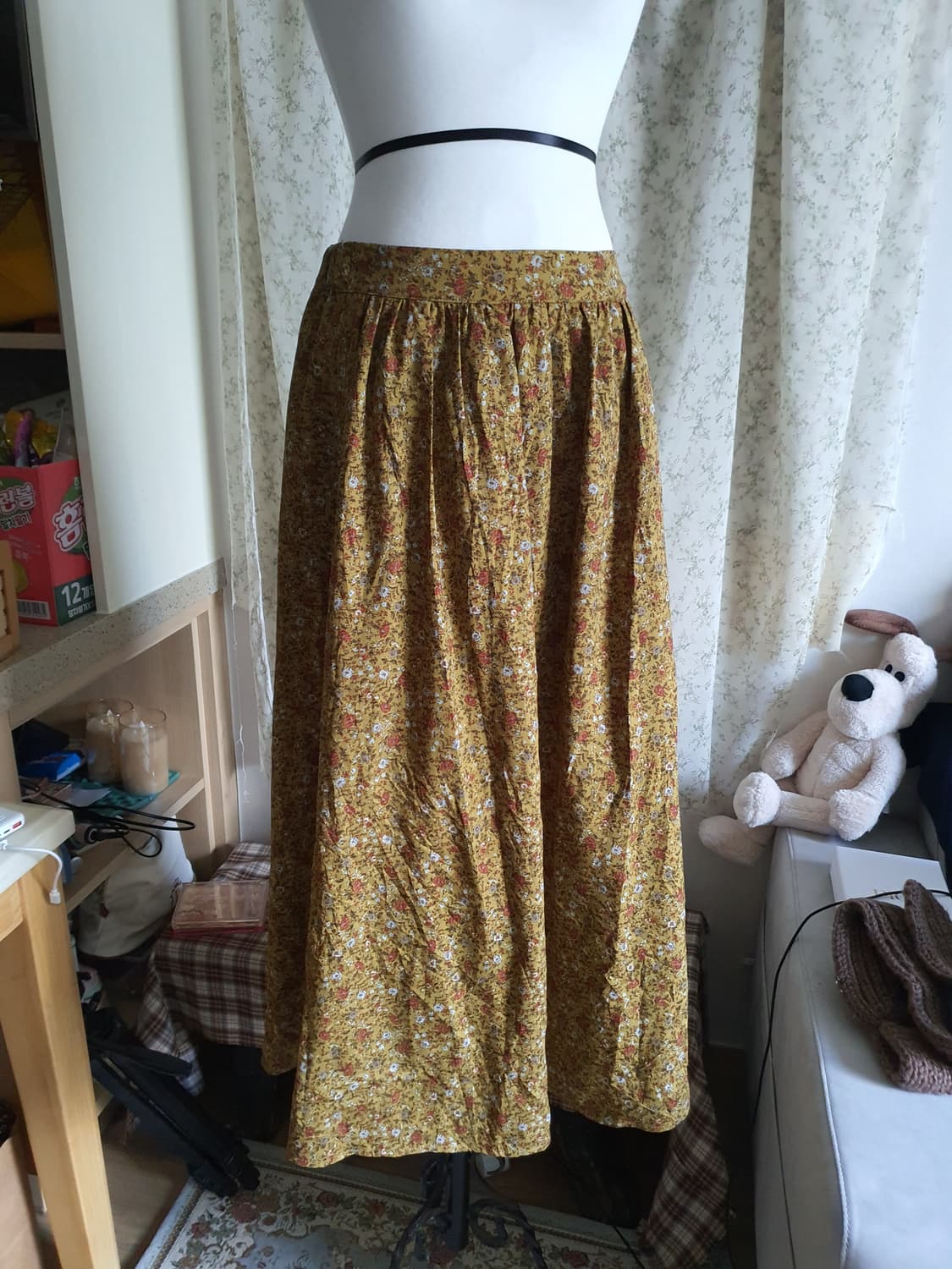 [모리걸] 플라워 롱 스커트 머스타드 색상 상품이미지2