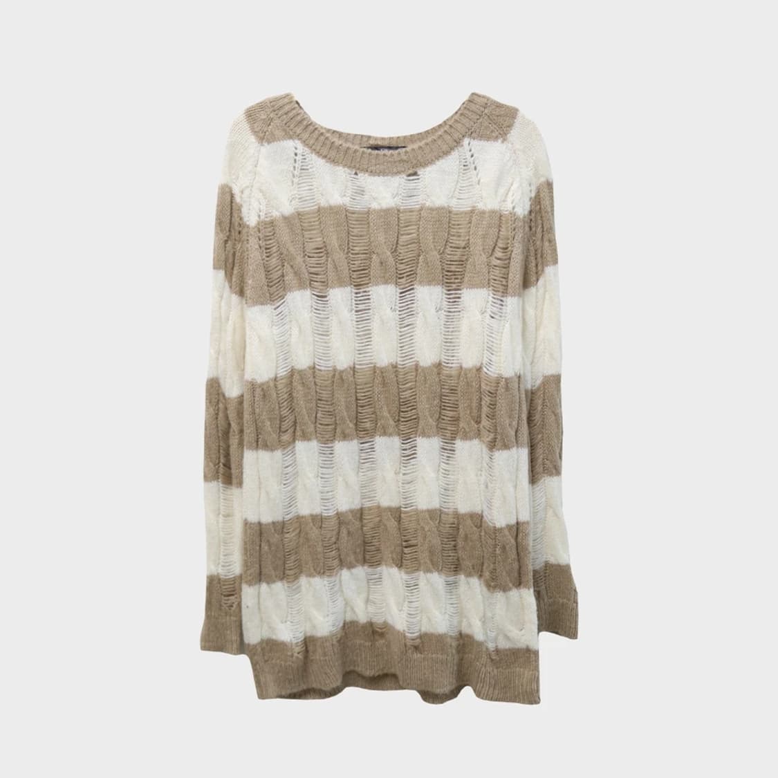 ANK ROUGE  스트라이프 롱 꽈배기 니트  64388 상품이미지1