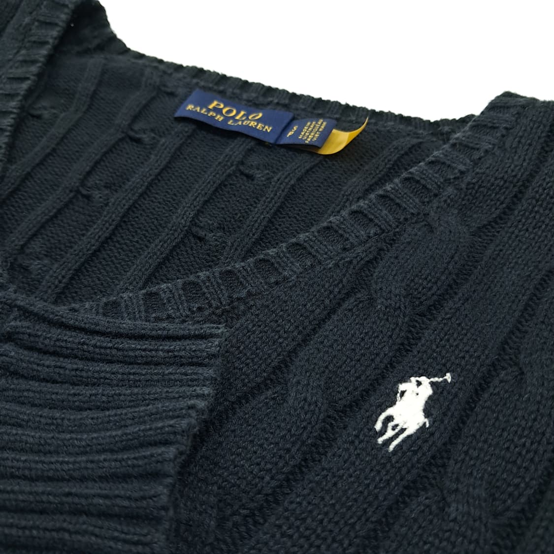 CL998 S 폴로 RFID정품인증 케이블 V넥 블랙 니트 스웨터 상품이미지4