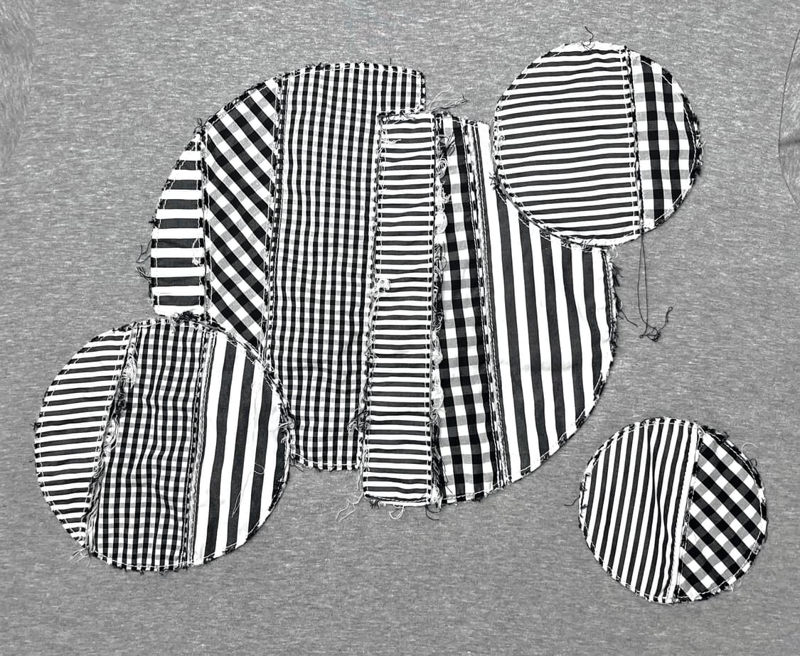 multi fabric patchwork T-shirt 상품이미지3