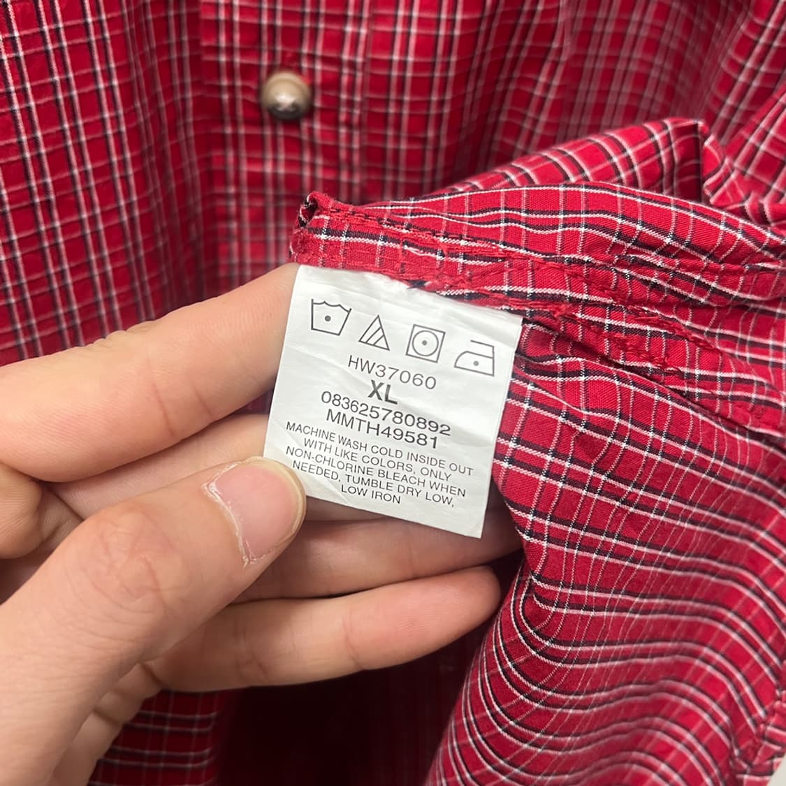 랭글러 프리미엄 버튼 다운 잔 체크 반팔 셔츠 남방 XL 상품이미지4