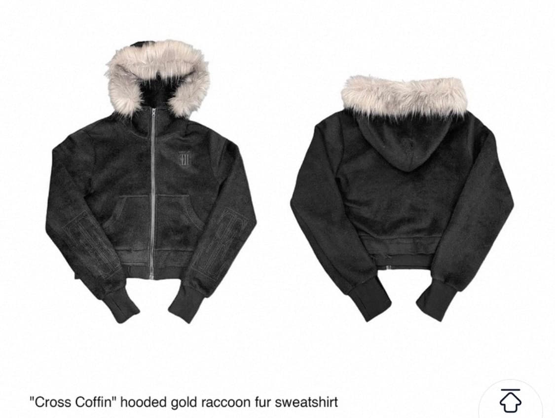 no E mosen 블랙 퍼 후드 집업 퍼자켓 y2k 갸루 와투케 상품이미지2