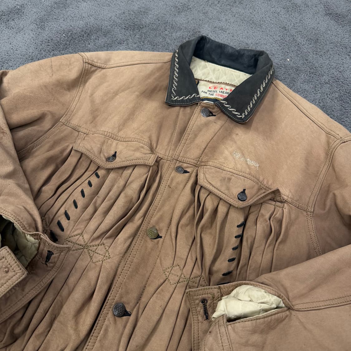 [ 정품/L ] 디젤 스웨이드 레더 가죽 웨스턴 자켓 상품이미지1