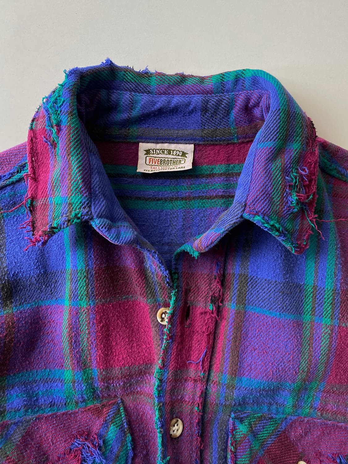 90s 빈티지 파이브 브라더 디스트로이드 플란넬 셔츠 상품이미지3