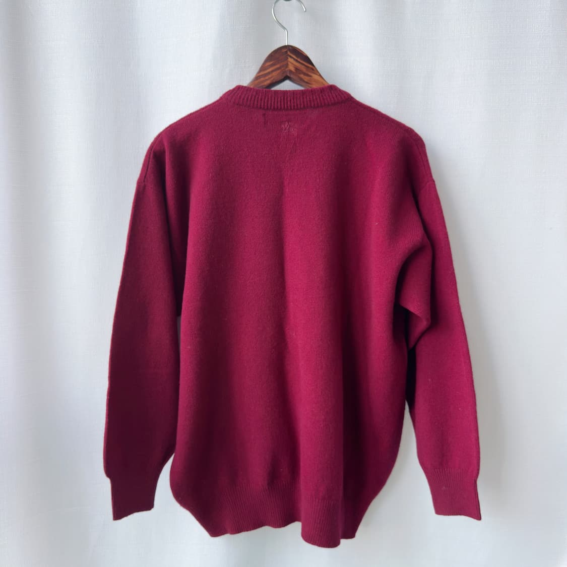 버버리 90s 골프맨 아가일 퓨어 램스울 니트 버건디 42사이즈 상품이미지6