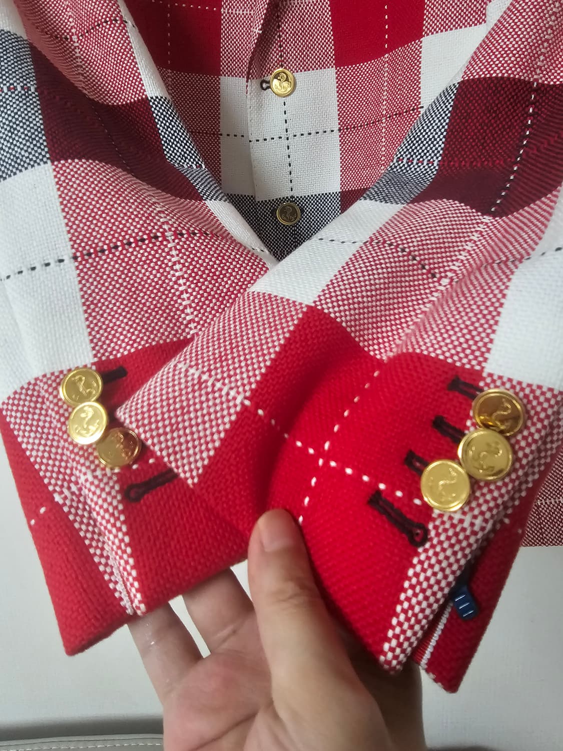 톰브라운 금장  플래드 체크 자켓(1/100/정품) 상품이미지4